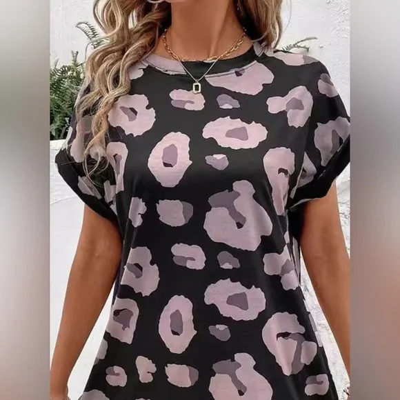 Leopard Short Sleeve Dress with Pockets - Picture 8 of 9